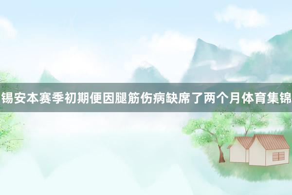 锡安本赛季初期便因腿筋伤病缺席了两个月体育集锦