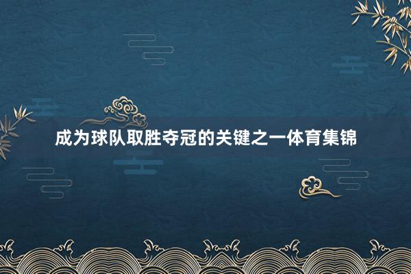 成为球队取胜夺冠的关键之一体育集锦