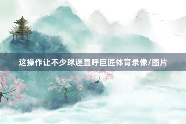 这操作让不少球迷直呼巨匠体育录像/图片