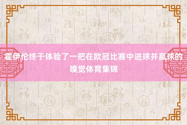 霍伊伦终于体验了一把在欧冠比赛中进球并赢球的嗅觉体育集锦