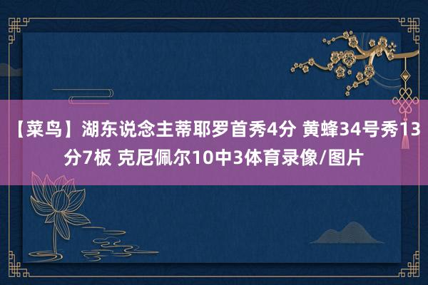 【菜鸟】湖东说念主蒂耶罗首秀4分 黄蜂34号秀13分7板 克尼佩尔10中3体育录像/图片