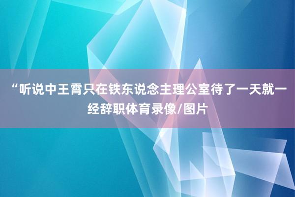 “听说中王霄只在铁东说念主理公室待了一天就一经辞职体育录像/图片