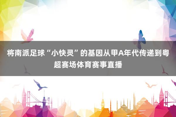 将南派足球“小快灵”的基因从甲A年代传递到粤超赛场体育赛事直播