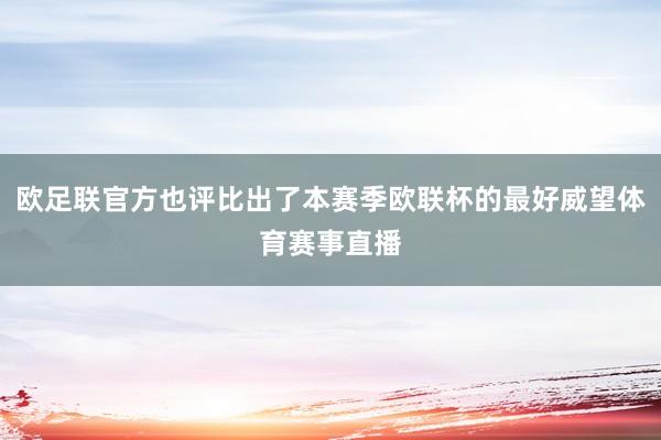 欧足联官方也评比出了本赛季欧联杯的最好威望体育赛事直播